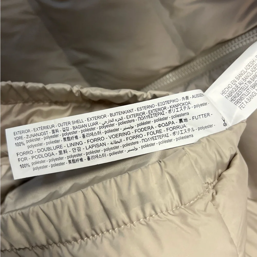 Zara Light Padded Quilted Puffer Jacket Light Cream Size Medium